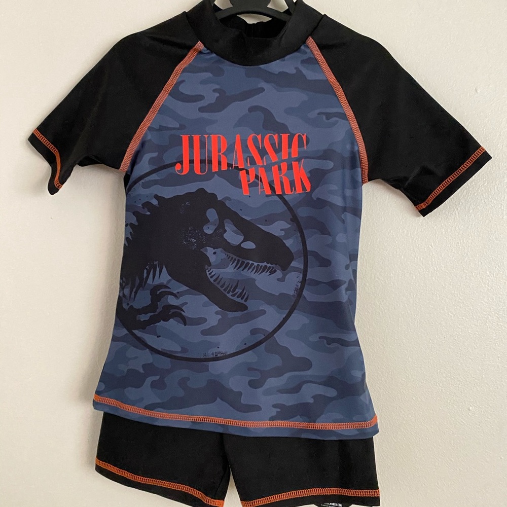 Jurassic park rash guard swim set for boys